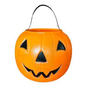 VTG 1968 Empire Halloween Plastic Blow Mold Jack O' Lantern Pumpkin Candy Bucket